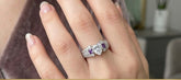 Heart cut diamond amethyst 3 stone ring