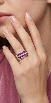 Lumina pink baguette highway ring