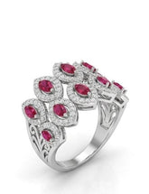 Ruby cluster shield ring