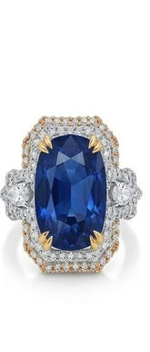 Deep blue halo cocktail ring