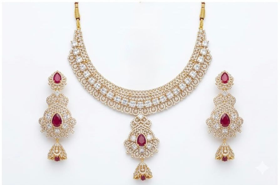 Luxury Ruby Bridal Necklace Set