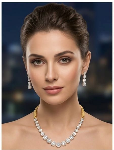 Aura floral solitaire collar set