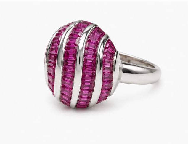 Fluted ruby dome ring