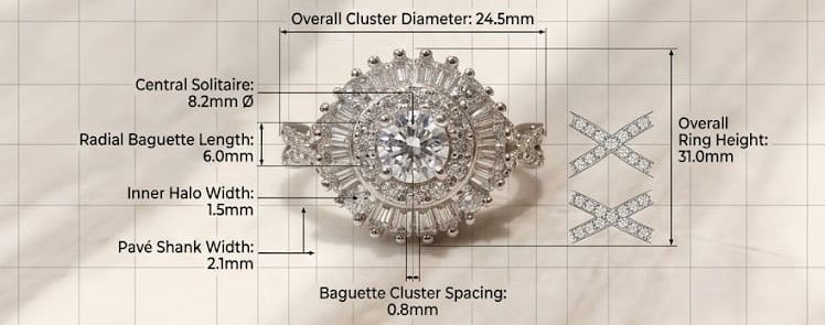 Sunburst ballerina ring