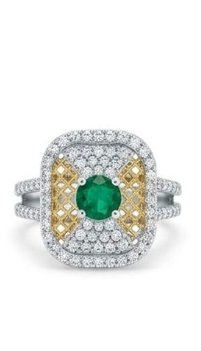 Emerald cushion halo ring