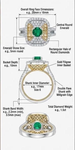 Emerald cushion halo ring