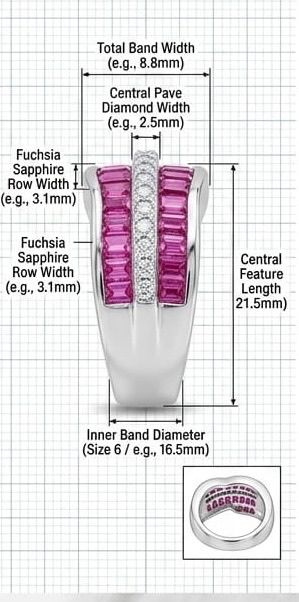 Lumina pink baguette highway ring