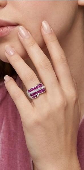 Lumina pink baguette highway ring