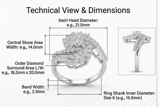 Swirl Pavé statement ring