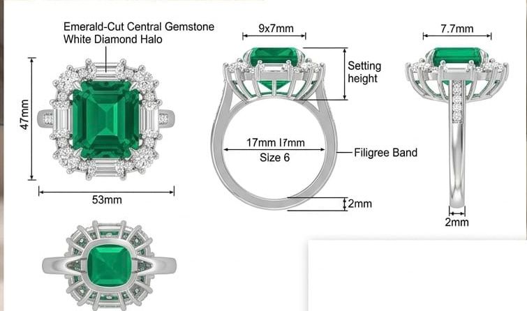 Emerald mosaic halo ring
