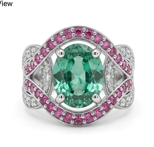 Mint & Fuchsia Halo statement ring