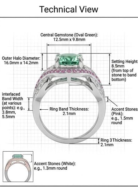 Mint & Fuchsia Halo statement ring