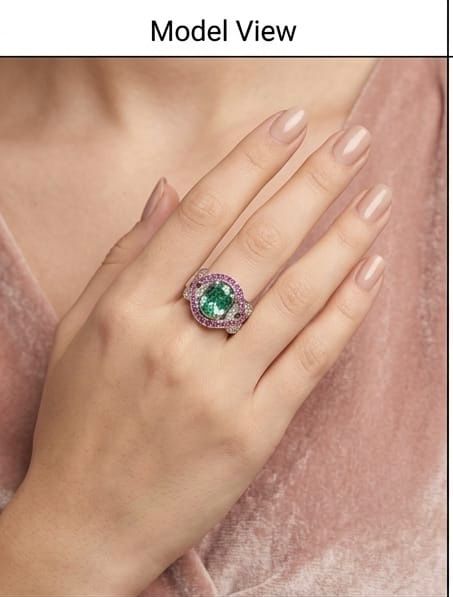 Mint & Fuchsia Halo statement ring