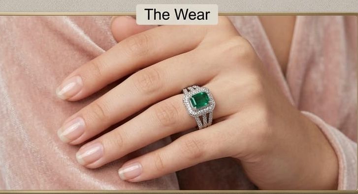 Emerald cut split Shank ring