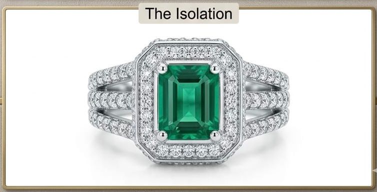 Emerald cut split Shank ring