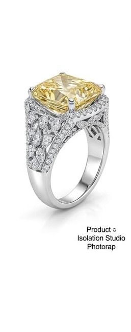 Cushion cut yellow solitaire ring