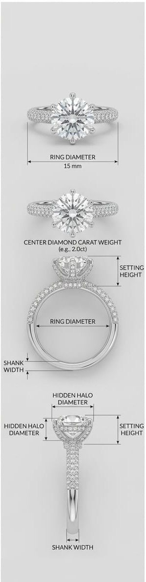 Aura triple Pavé cathedral ring