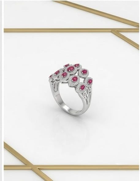 Ruby cluster shield ring