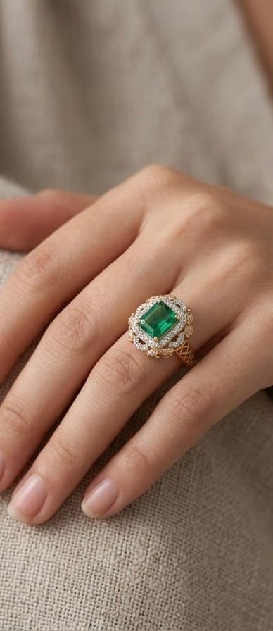 Stella emerald lattice ring