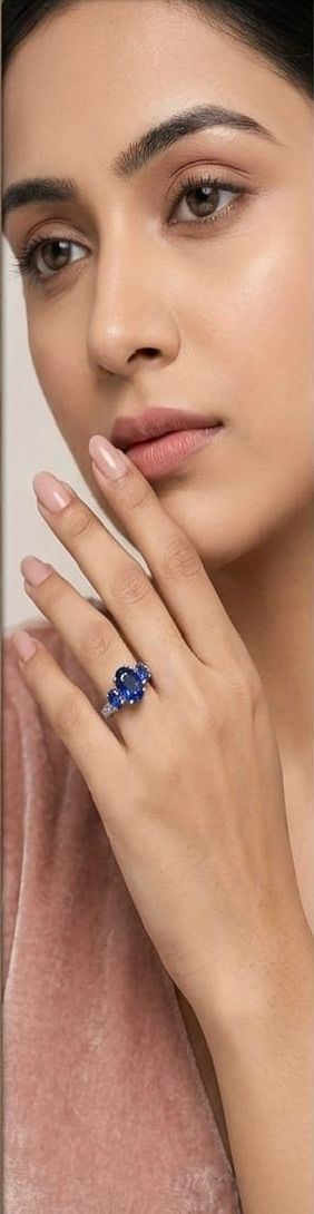 Blue sapphire cathedral ring