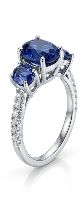 Blue sapphire cathedral ring