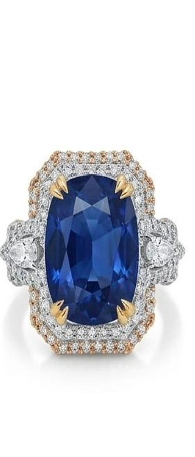Deep blue halo cocktail ring