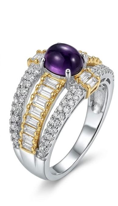 Aura multi row Pavé Cabochan ring