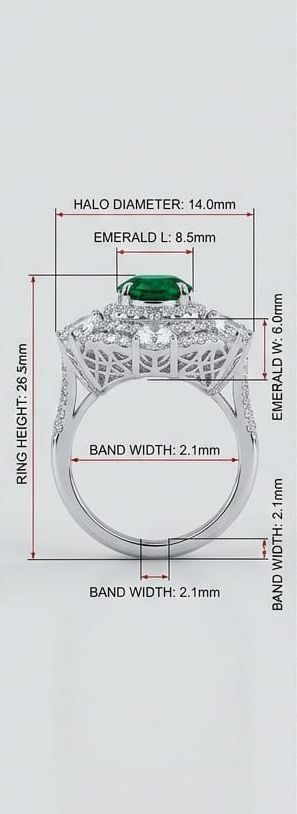 Oval emerald halo ring